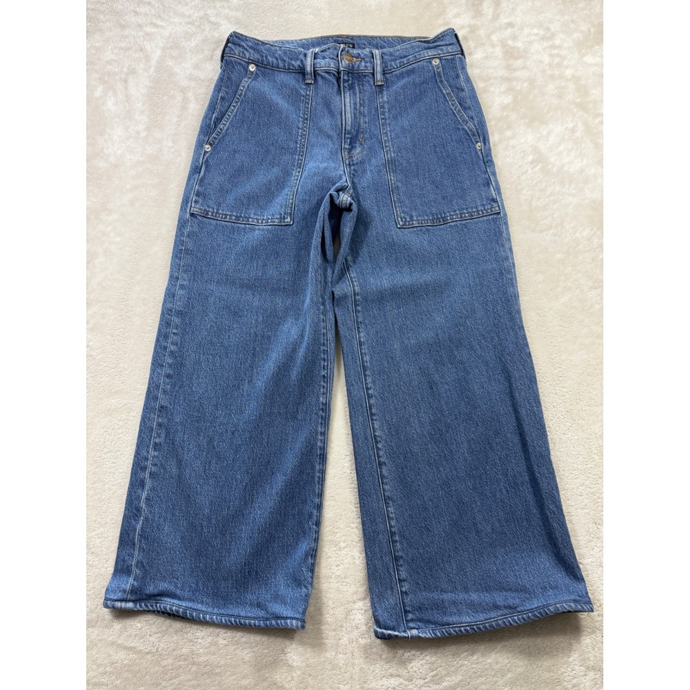 J.Crew Womens Wide Leg Camp-Pocket Blue Denim Jeans 25 Meas: 29x24